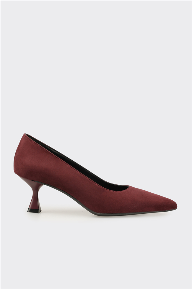 Bordo Deri Kadın Stiletto