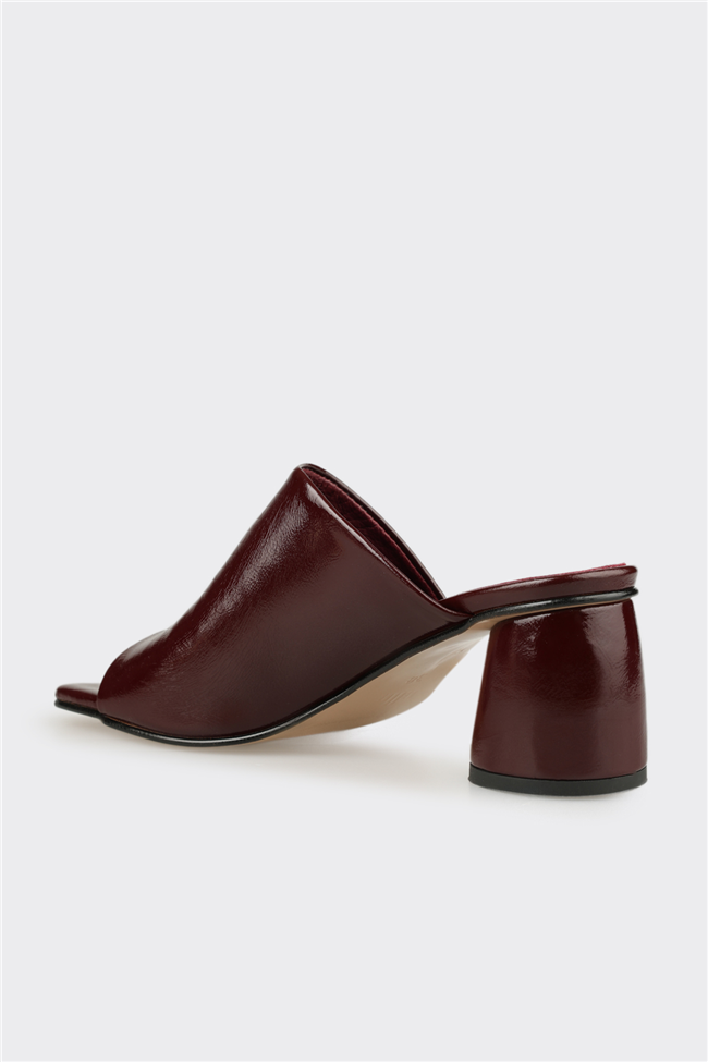 Bordo Deri Kadın Terlik