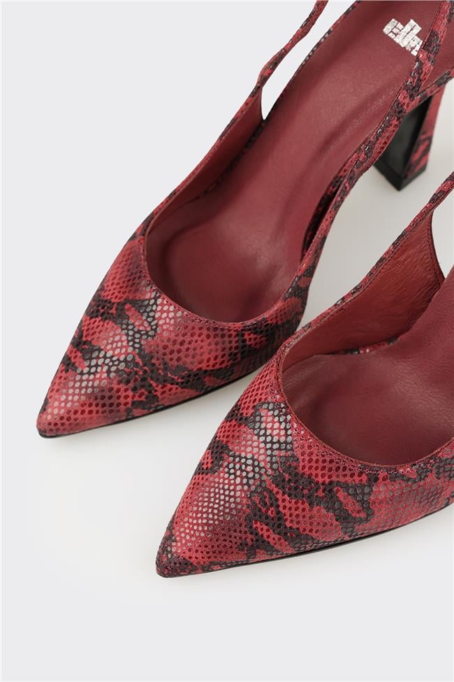 Bordo Deri Kadın Topuklu Ayakkabı