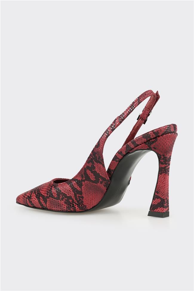 Bordo Deri Kadın Topuklu Ayakkabı