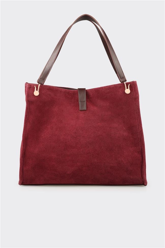 Bordo Kadın Büyük Omuz Çantası