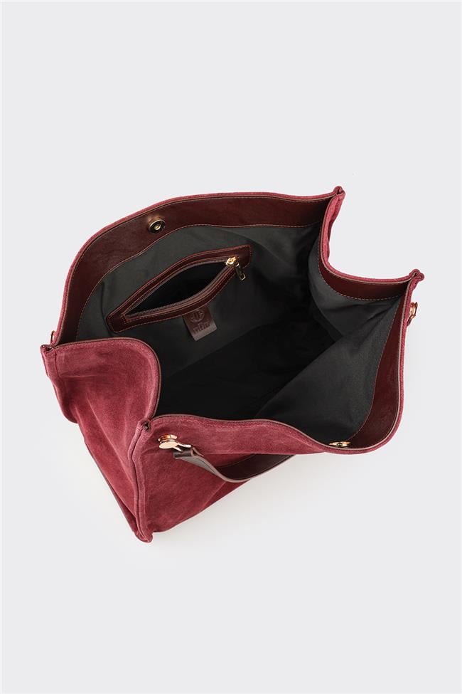 Bordo Kadın Büyük Omuz Çantası