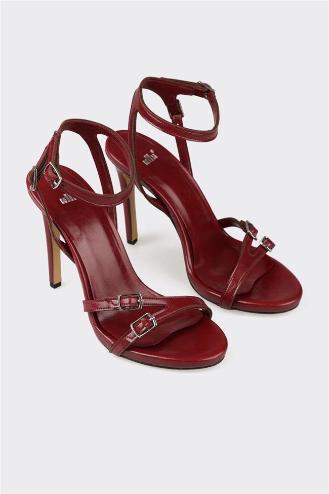 Bordo Kadın Topuklu Sandalet