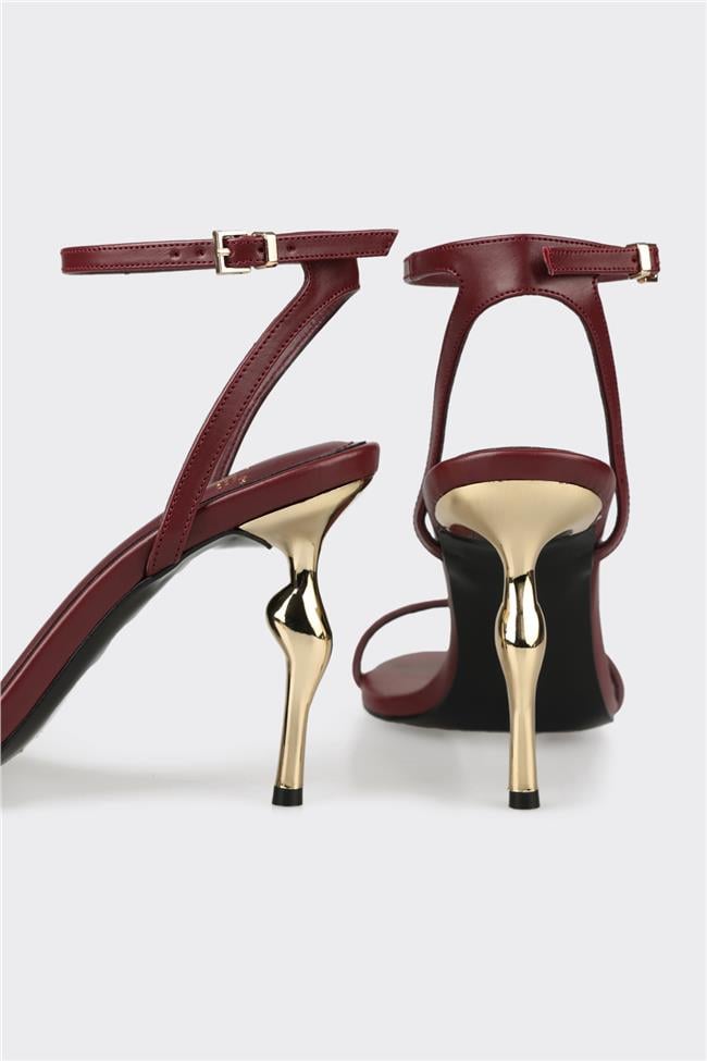Bordo Kadın Topuklu Sandalet