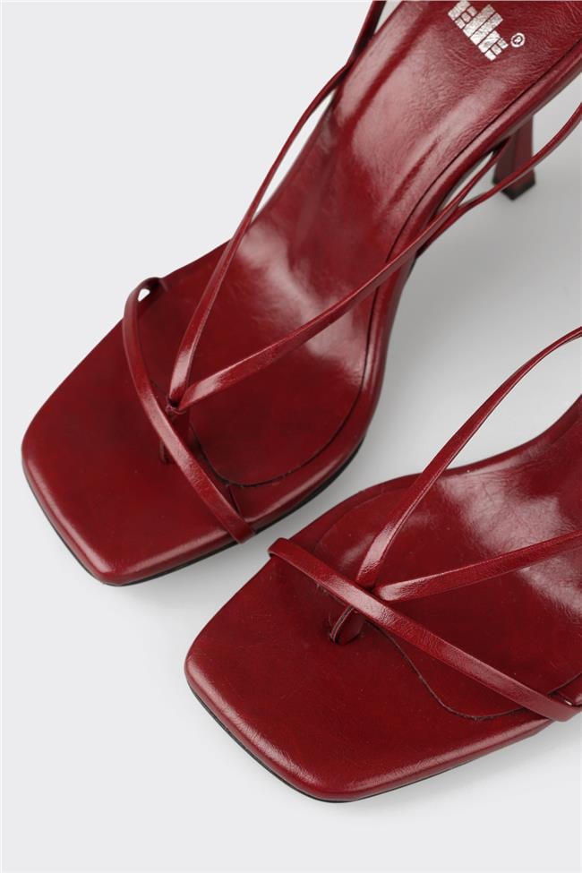 Bordo Kadın Topuklu Sandalet