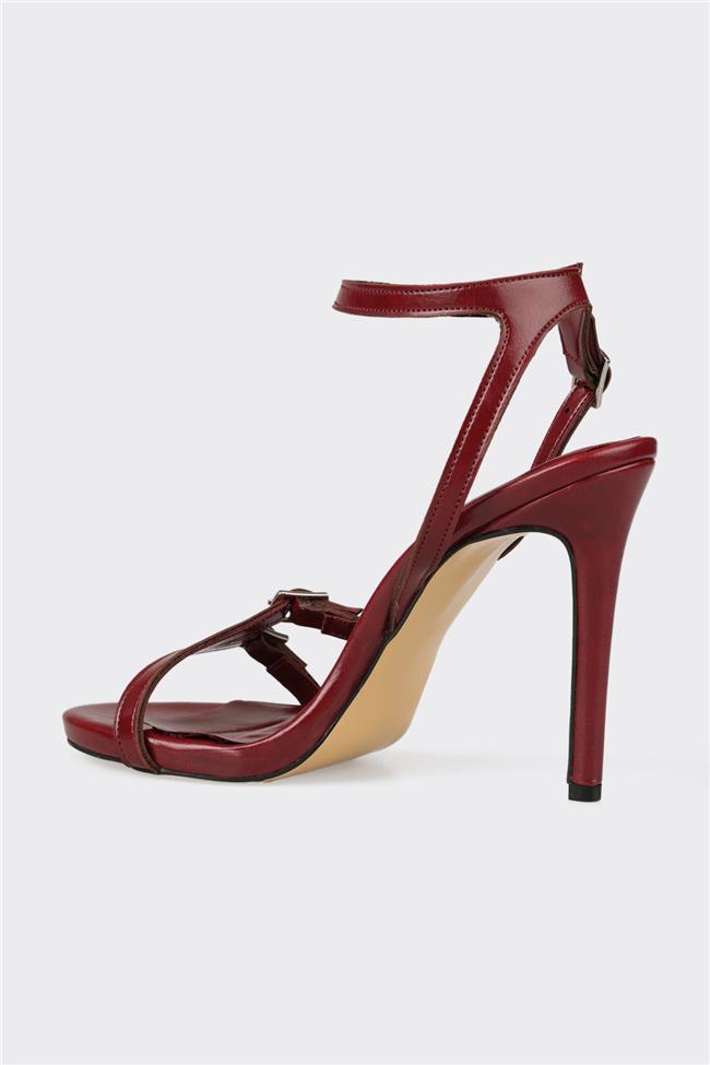 Bordo Kadın Topuklu Sandalet
