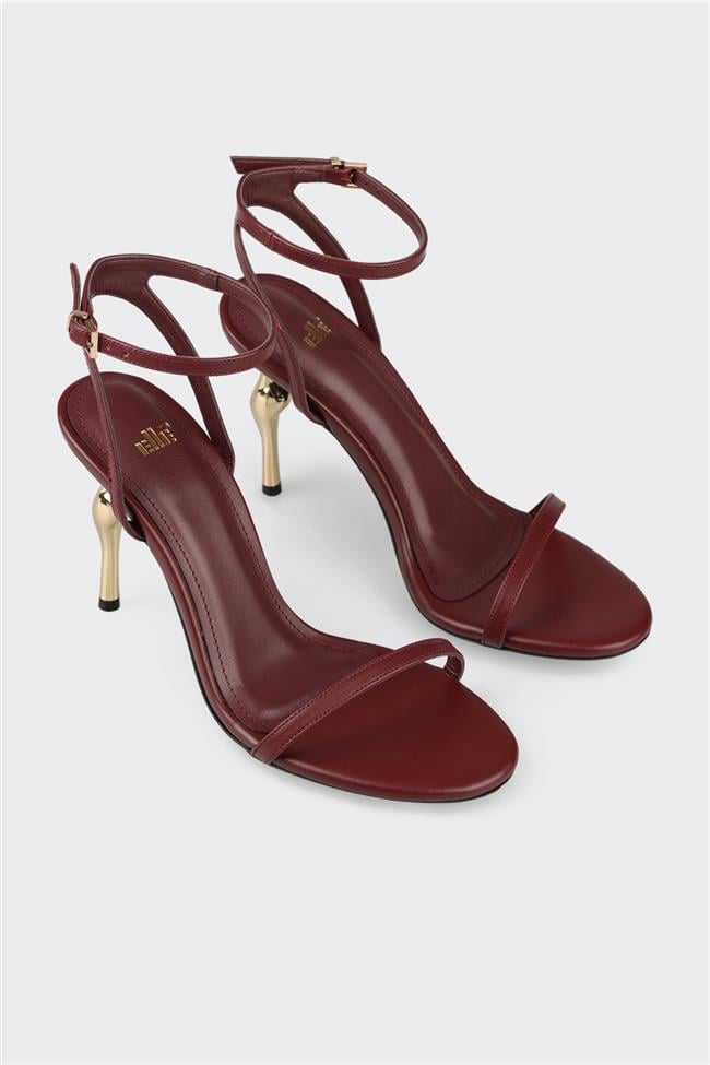 Bordo Kadın Topuklu Sandalet