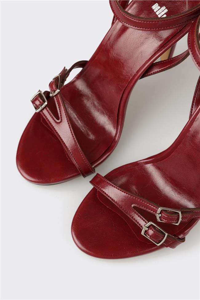 Bordo Kadın Topuklu Sandalet