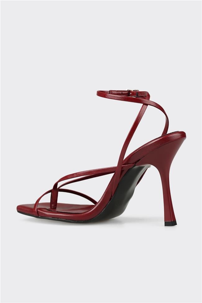 Bordo Kadın Topuklu Sandalet
