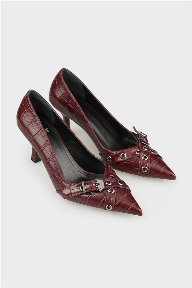 Bordo Kadın Yüksek Topuk Ayakkabı