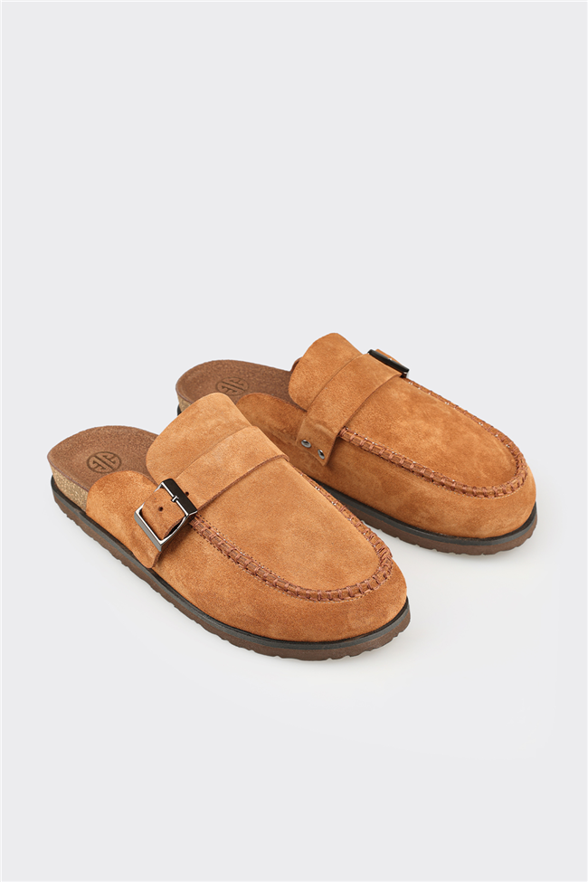 Camel Deri Erkek Terlik