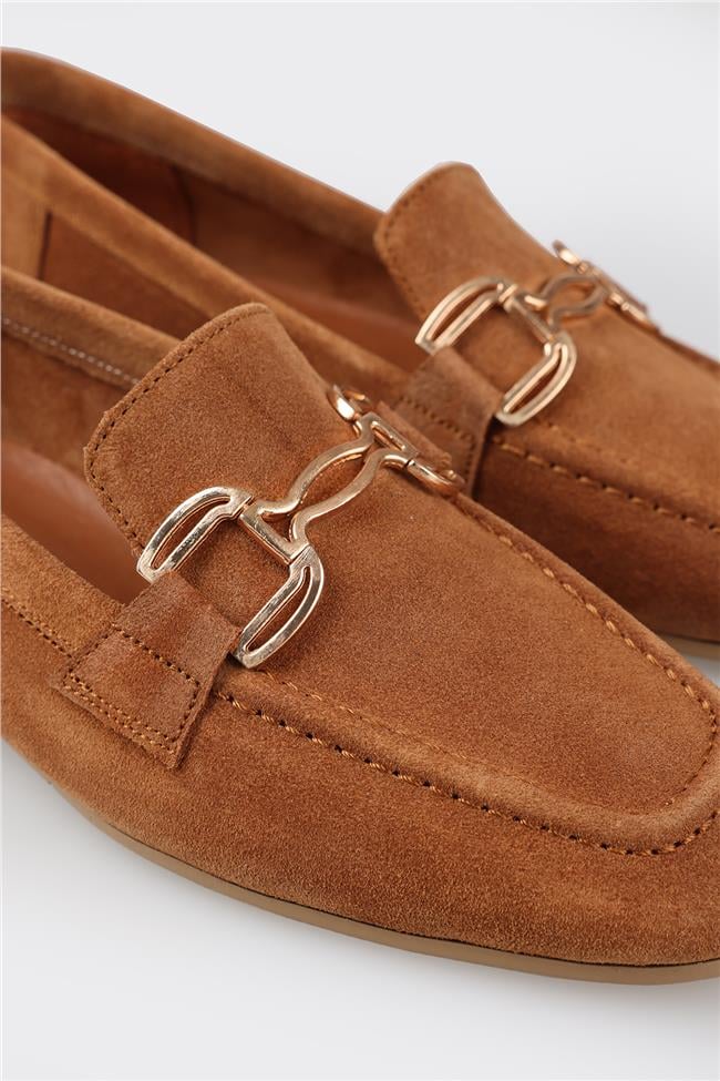 Camel Deri Kadın Loafer