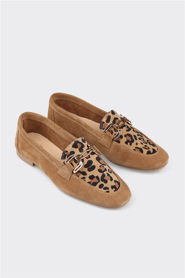 Camel Deri Kadın Loafer