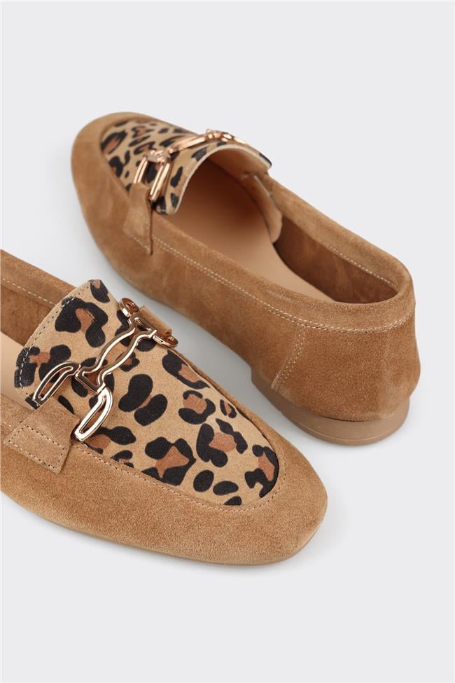 Camel Deri Kadın Loafer