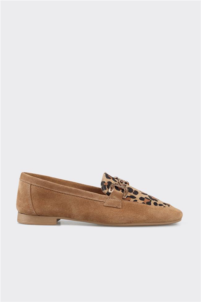 Camel Deri Kadın Loafer