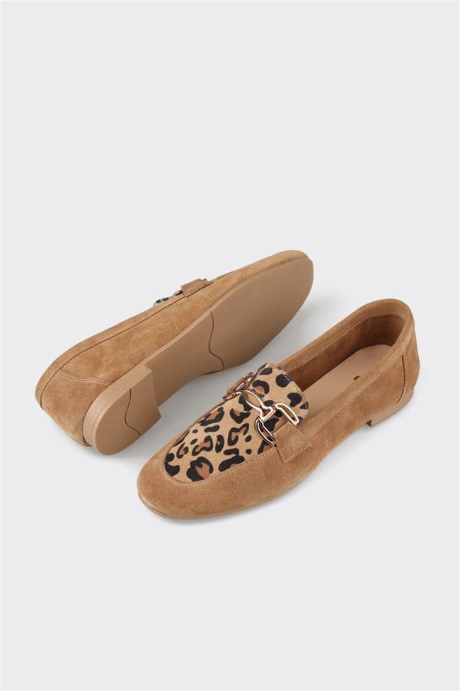 Camel Deri Kadın Loafer