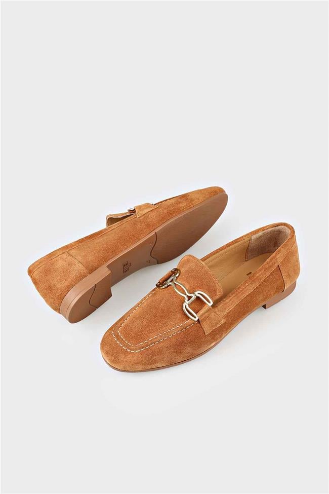 Camel Deri Kadın Loafer