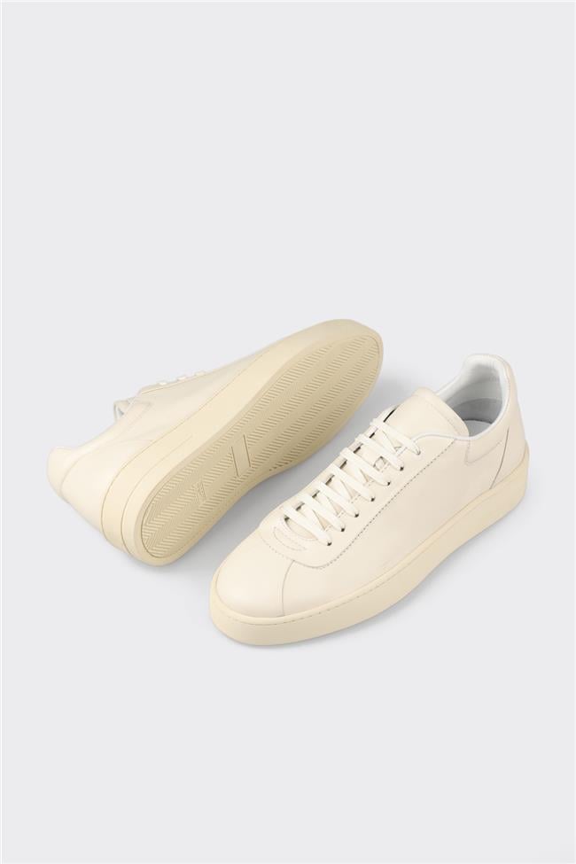 Ekru Deri Erkek Spor Ayakkabı