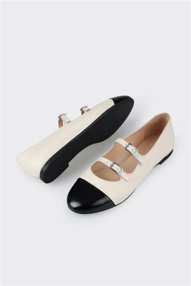 Ekru Deri Kadın Babet