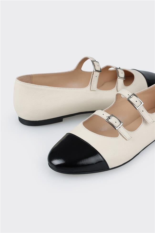 Ekru Deri Kadın Babet