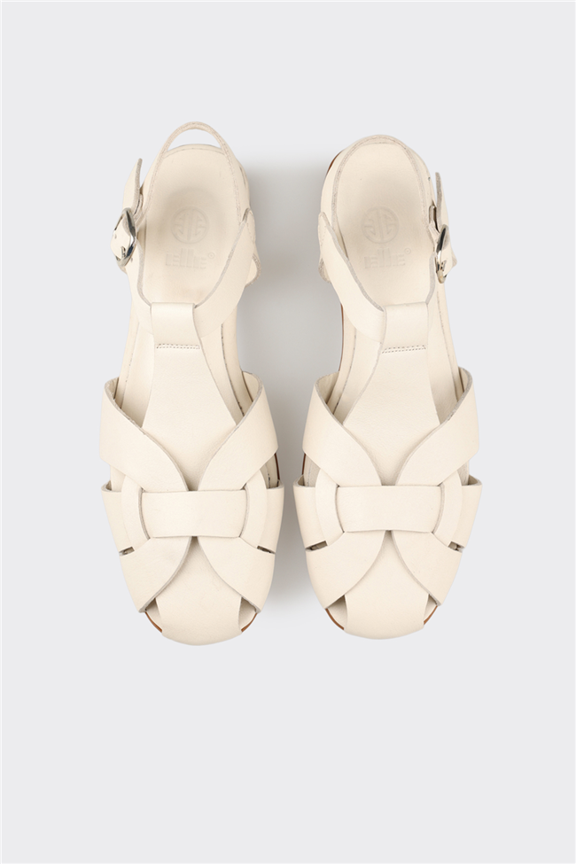 Ekru Deri Kadın Günlük Ayakkabı