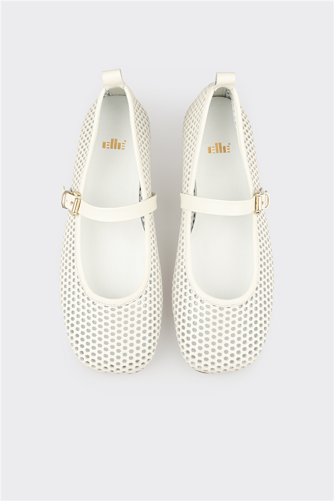 Ekru Deri Kadın Günlük Ayakkabı