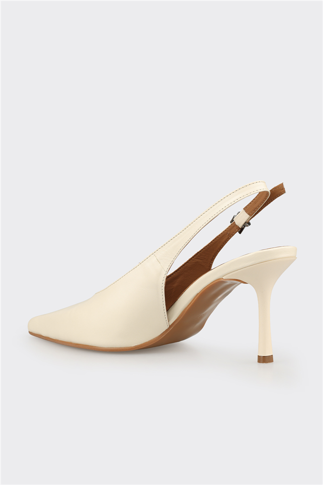 Ekru Deri Kadın Günlük Ayakkabı