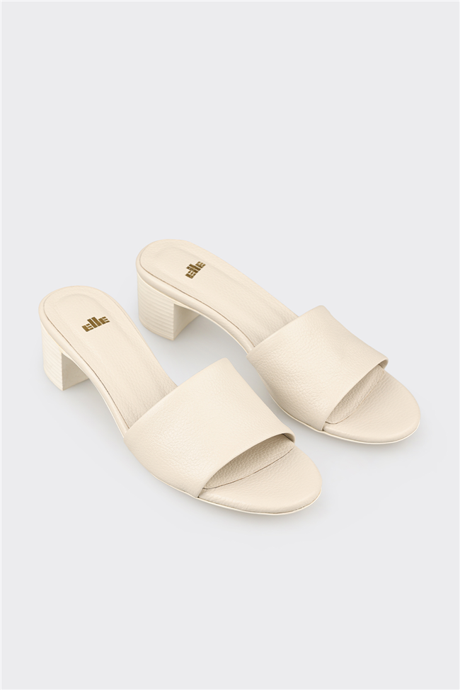 Ekru Deri Kadın Terlik