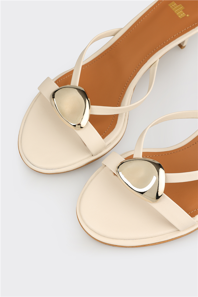 Ekru Deri Kadın Terlik