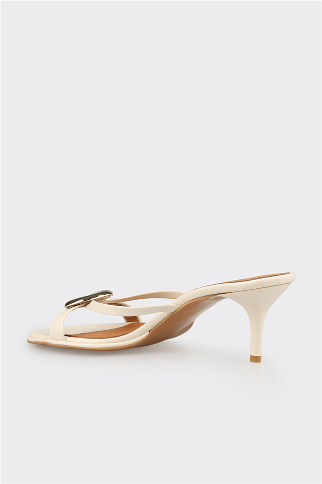 Ekru Deri Kadın Terlik