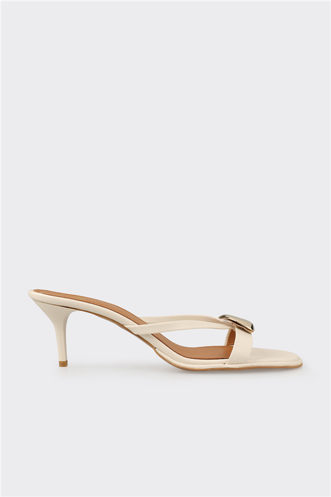 Ekru Deri Kadın Terlik