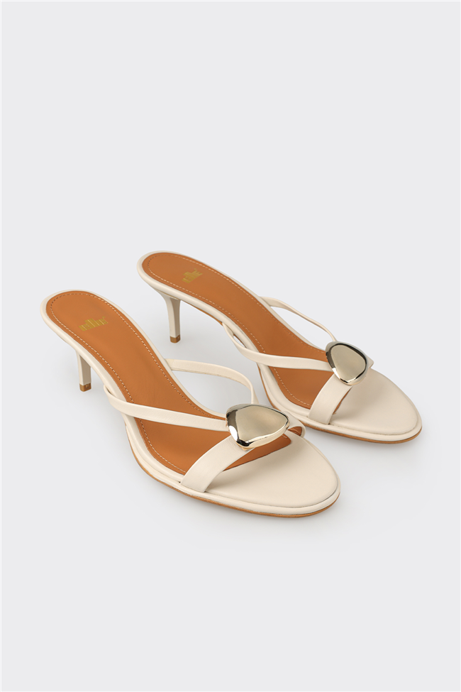 Ekru Deri Kadın Terlik