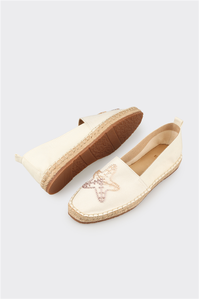 Ekru Kadın Düz Espadril