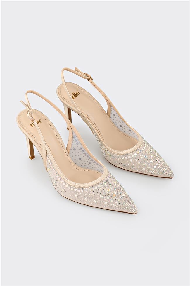 Ekru Kadın Topuklu Ayakkabı