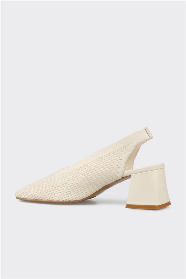 Ekru Kadın Topuklu Ayakkabı