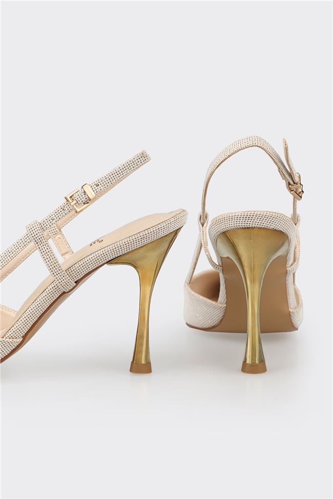 Ekru Kadın Topuklu Ayakkabı