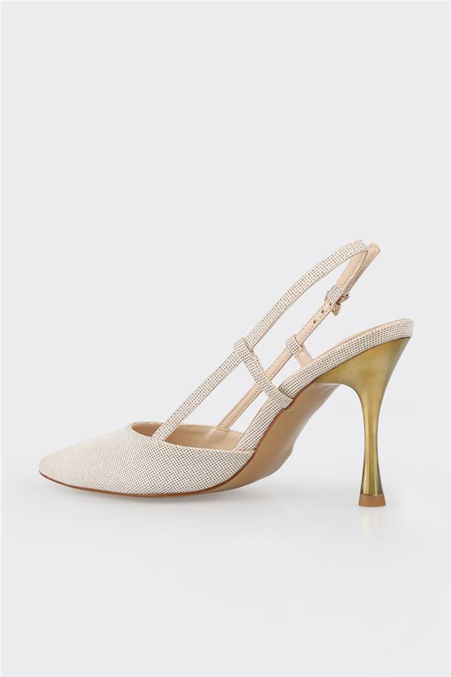 Ekru Kadın Topuklu Ayakkabı