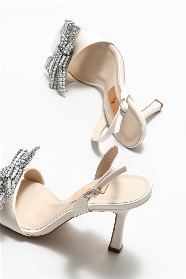 Ekru Kadın Topuklu Sandalet