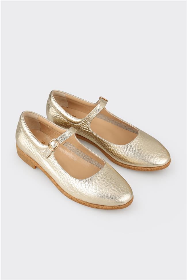 Gold Deri Kadın Babet