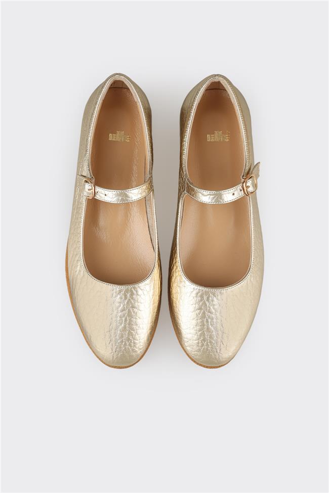 Gold Deri Kadın Babet