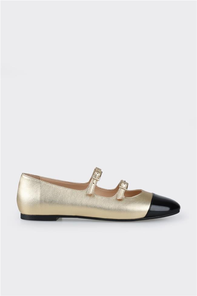 Gold Deri Kadın Babet