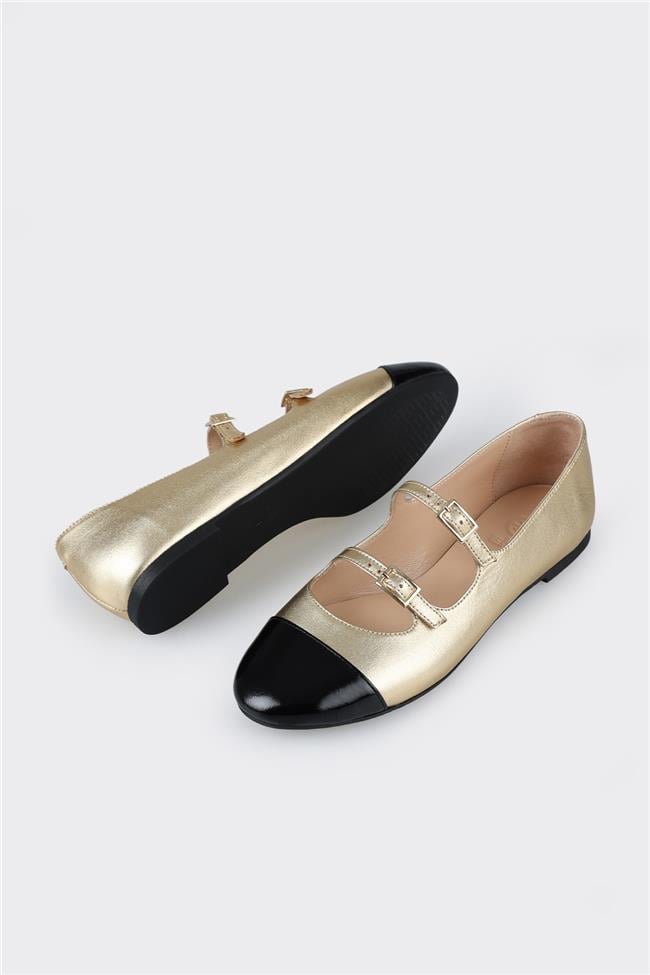 Gold Deri Kadın Babet