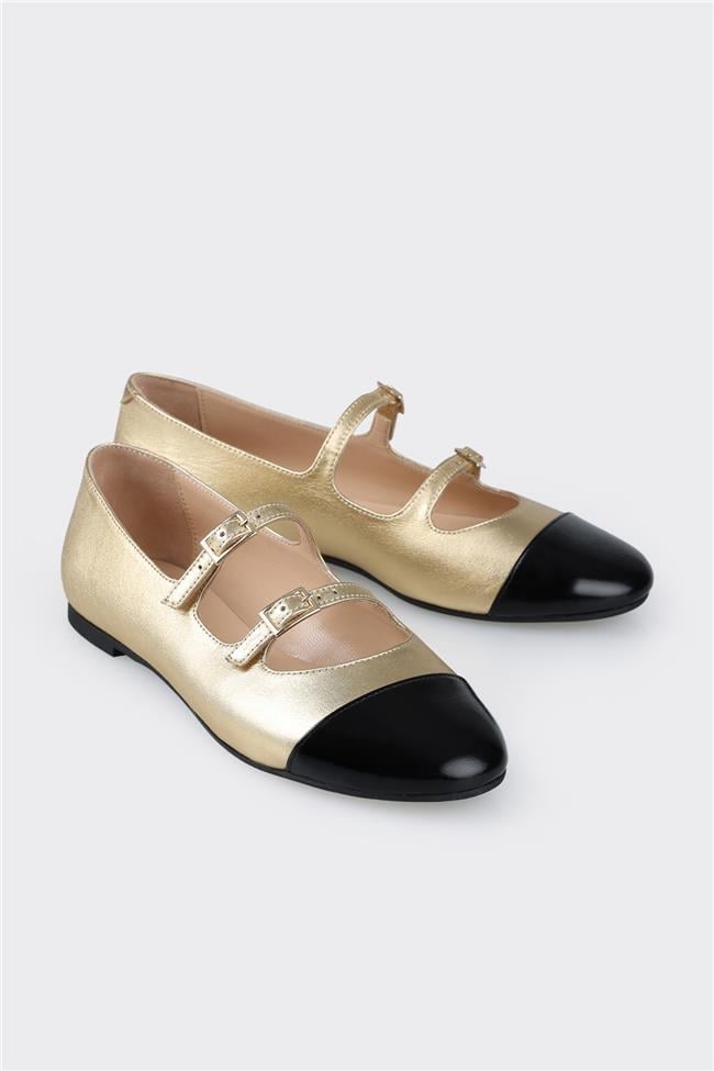 Gold Deri Kadın Babet