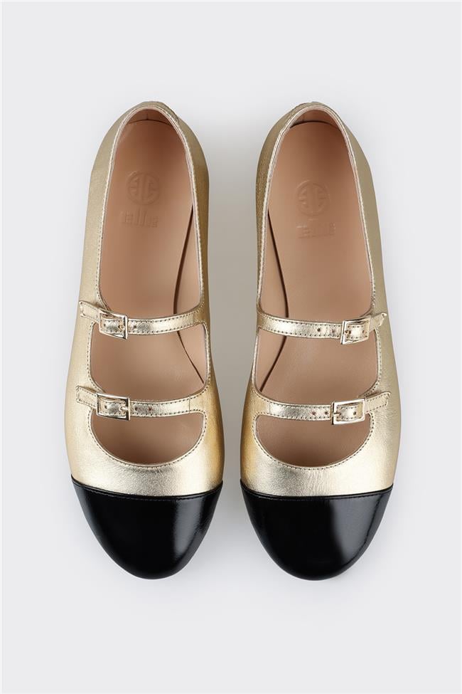 Gold Deri Kadın Babet