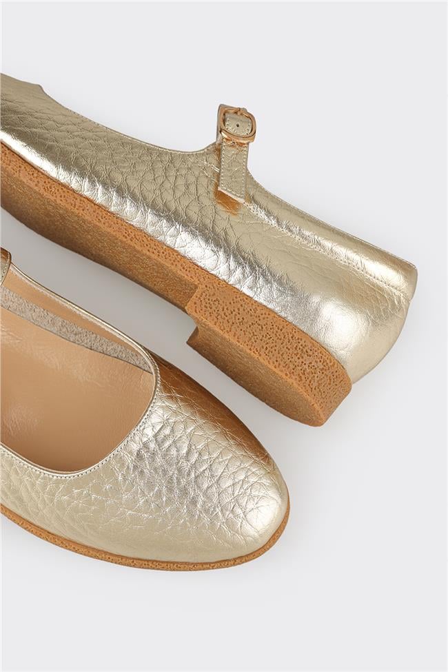 Gold Deri Kadın Babet