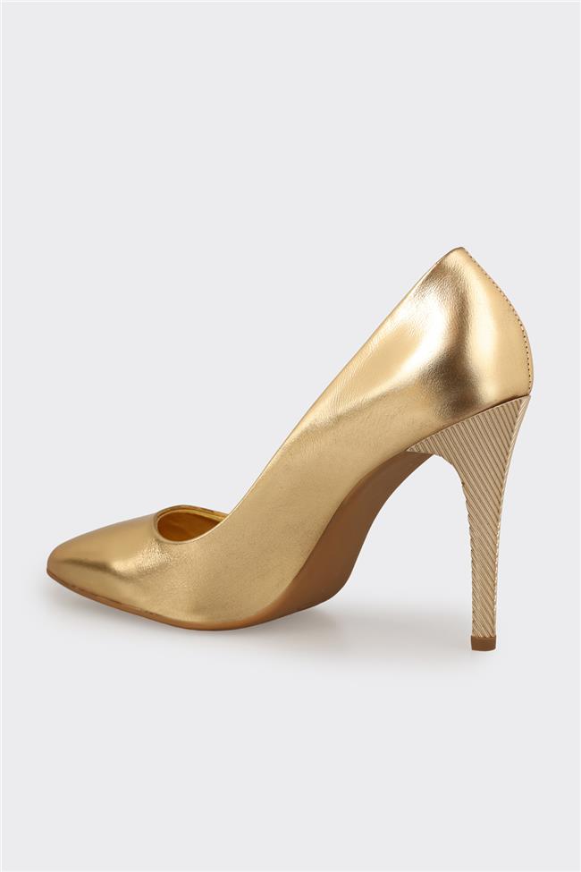 Gold Deri Kadın Stiletto