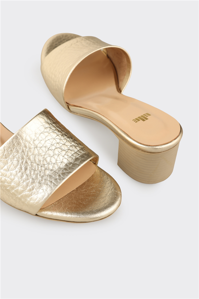 Gold Deri Kadın Terlik