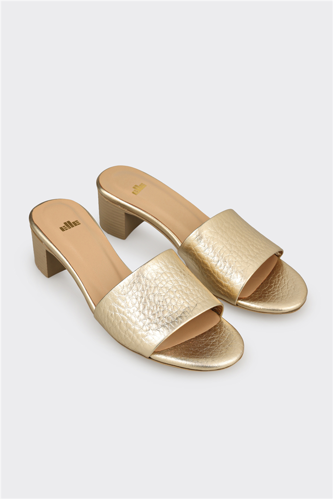 Gold Deri Kadın Terlik