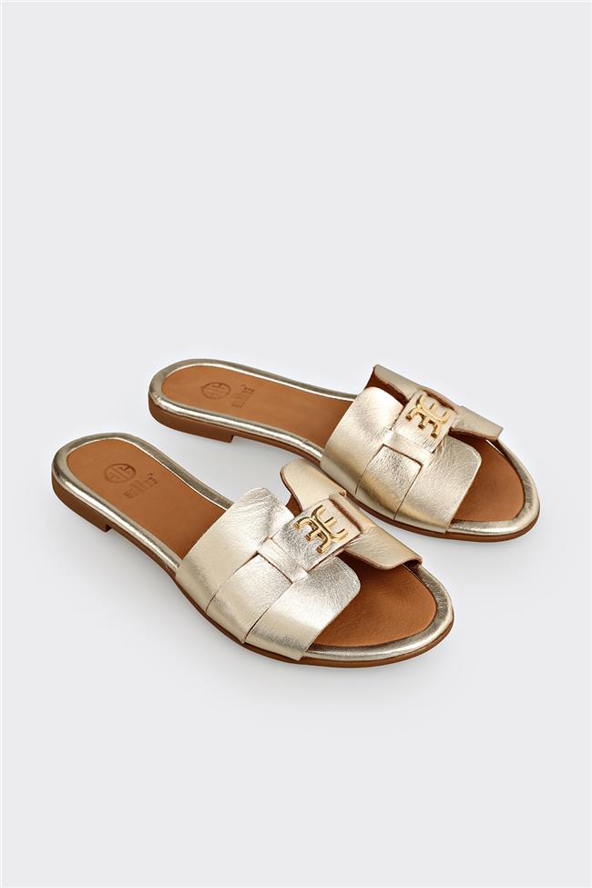 Gold Deri Kadın Terlik