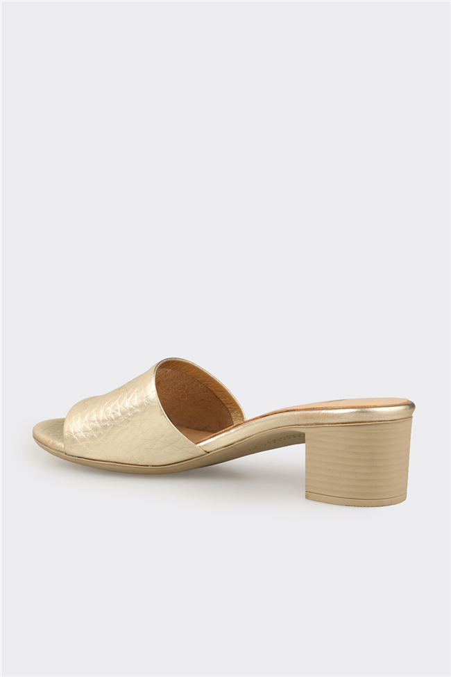 Gold Deri Kadın Terlik